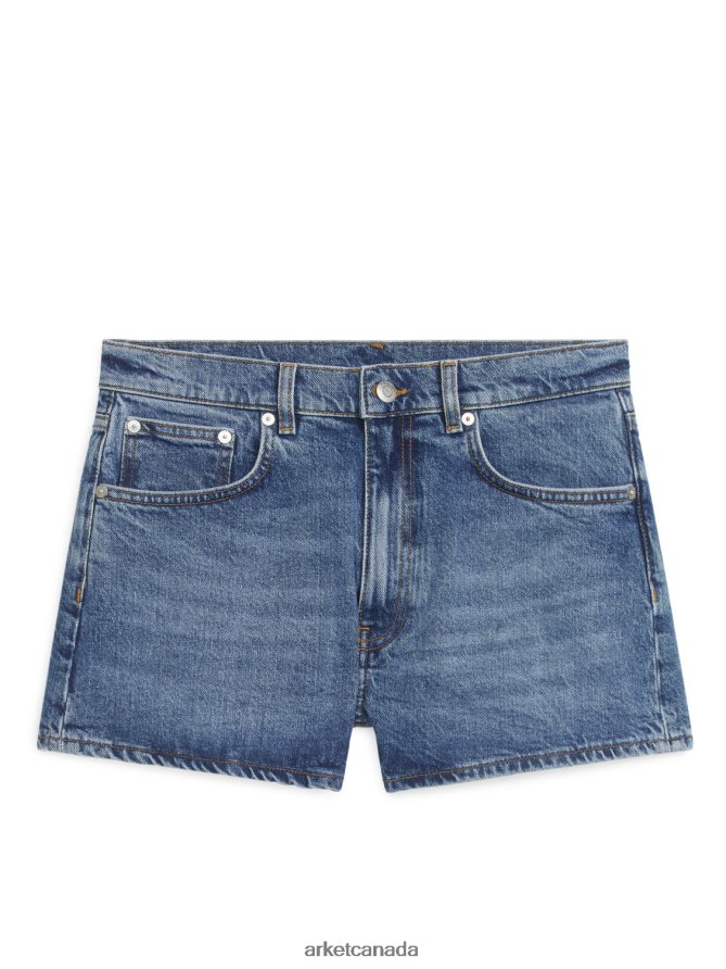 ARKET Clothing 4L826J150 Washed Blue Stretch Denim Shorts Women