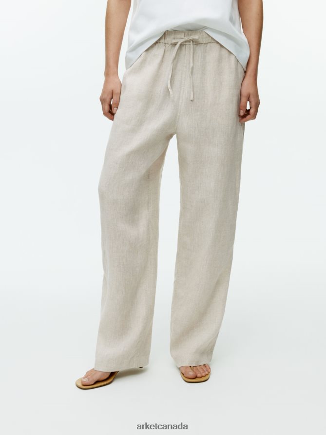 ARKET Clothing 4L826J168 Beige Linen Drawstring Trousers Women