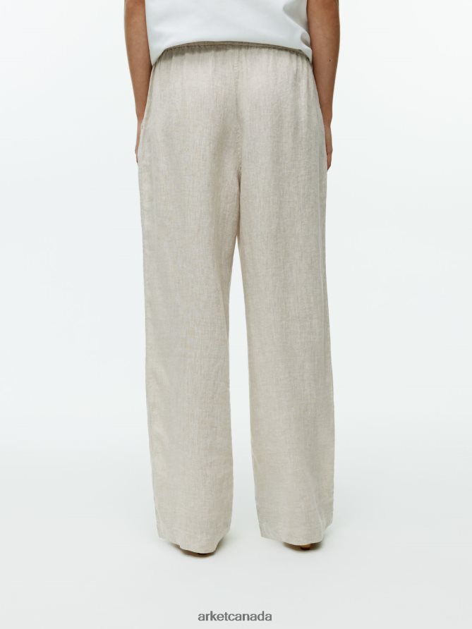 ARKET Clothing 4L826J168 Beige Linen Drawstring Trousers Women