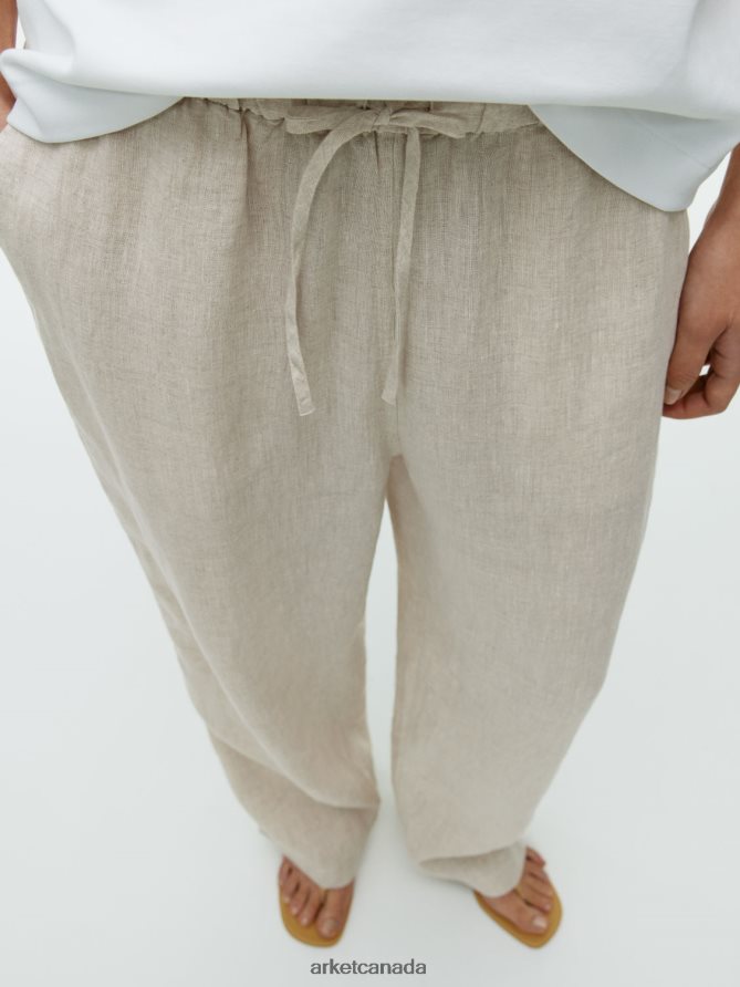 ARKET Clothing 4L826J168 Beige Linen Drawstring Trousers Women