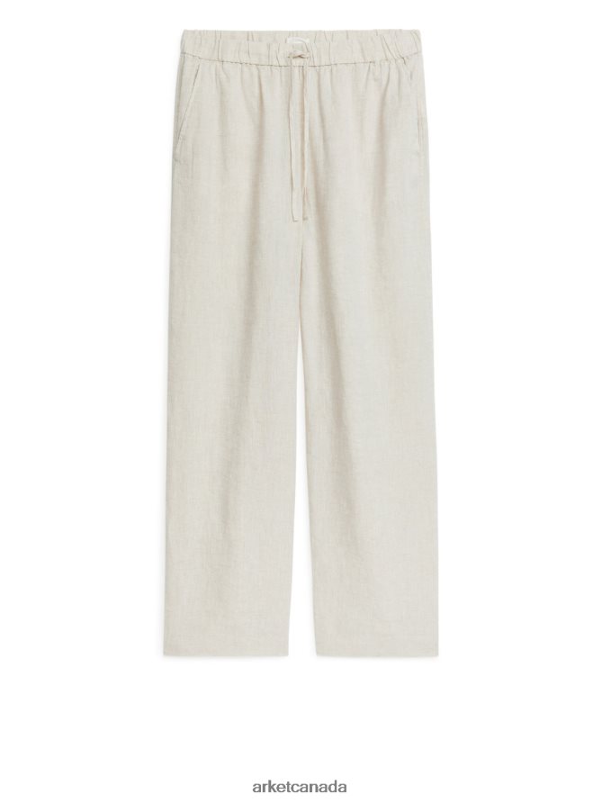 ARKET Clothing 4L826J168 Beige Linen Drawstring Trousers Women
