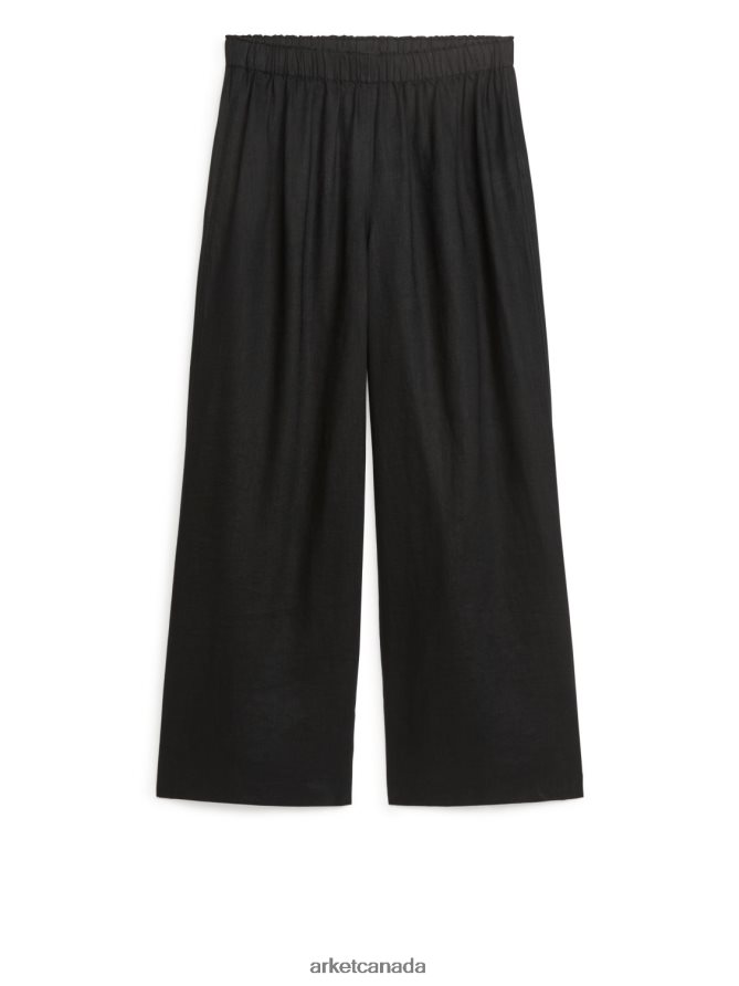 ARKET Clothing 4L826J169 Black Wide Linen Trousers Women