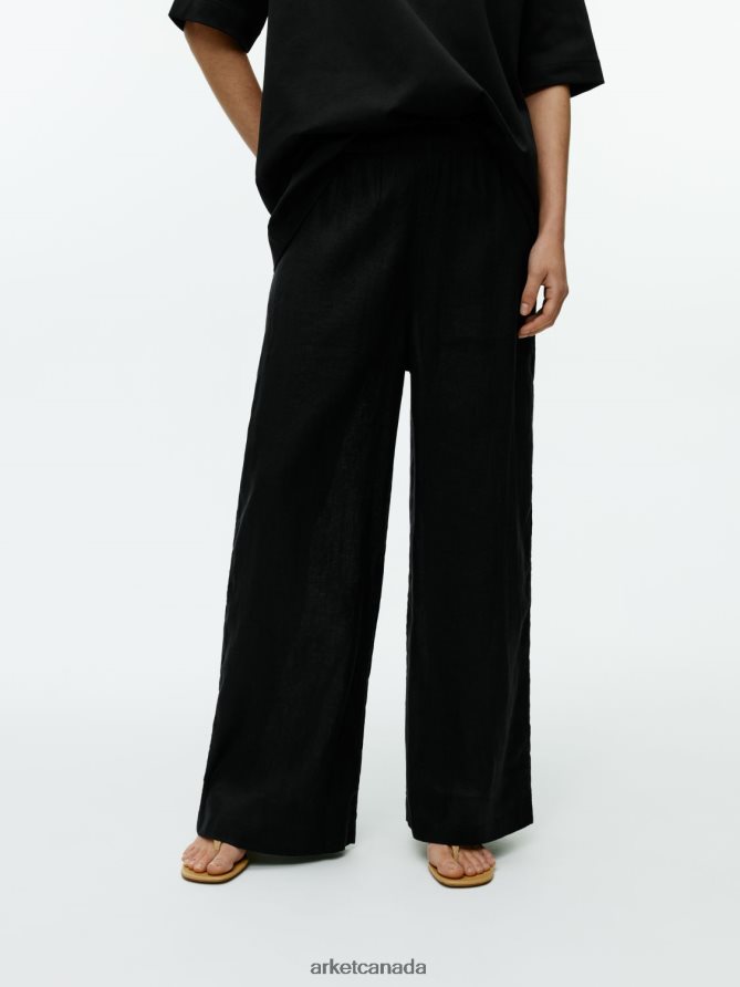 ARKET Clothing 4L826J169 Black Wide Linen Trousers Women