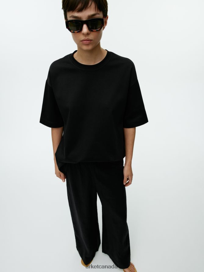 ARKET Clothing 4L826J169 Black Wide Linen Trousers Women