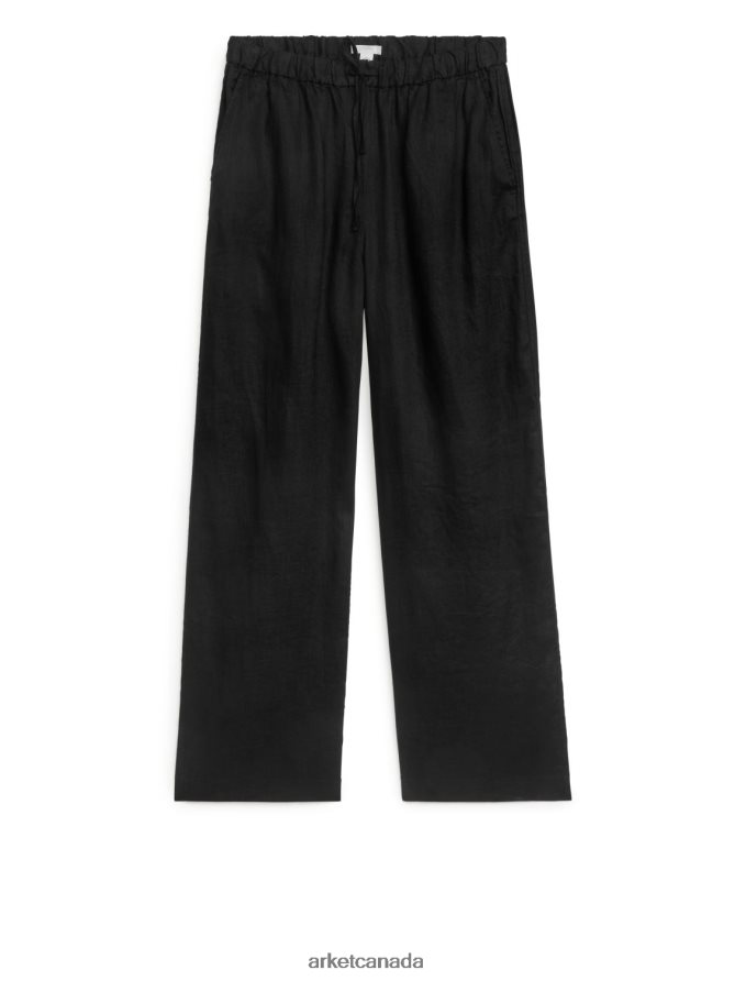 ARKET Clothing 4L826J176 Black Linen Drawstring Trousers Women
