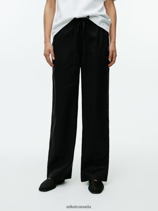 ARKET Clothing 4L826J176 Black Linen Drawstring Trousers Women