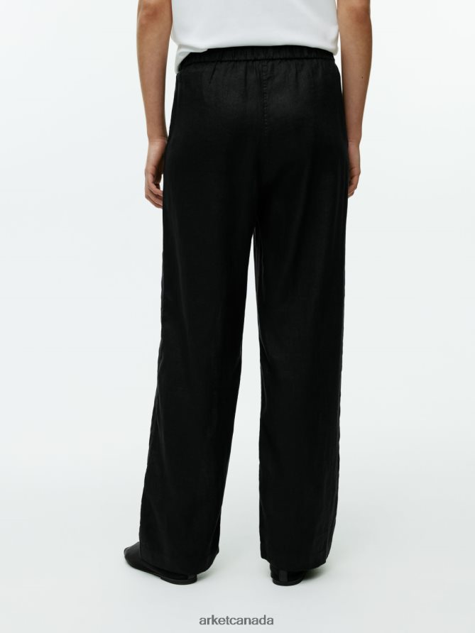 ARKET Clothing 4L826J176 Black Linen Drawstring Trousers Women