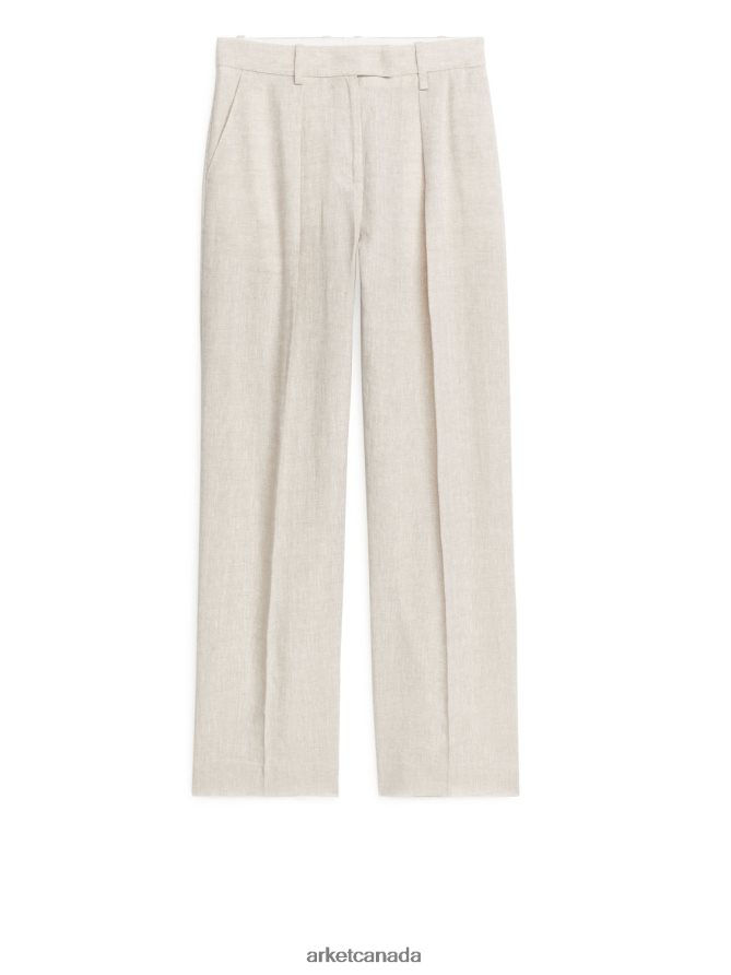 ARKET Clothing 4L826J177 Light Beige Linen Trousers Women