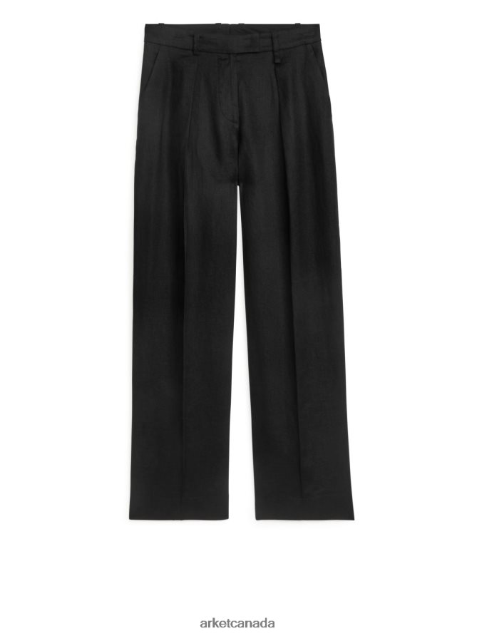 ARKET Clothing 4L826J178 Black Linen Trousers Women