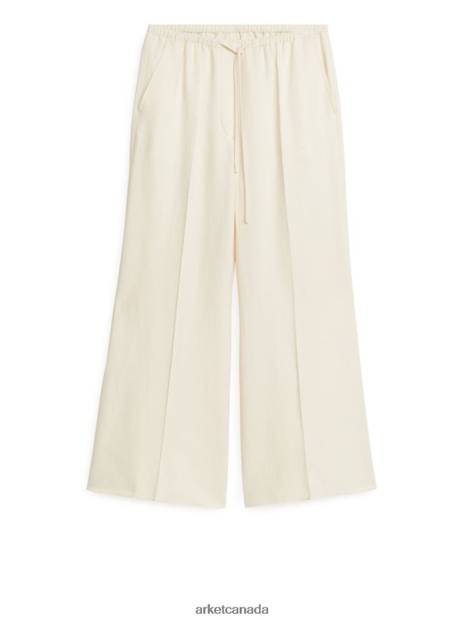 ARKET Clothing 4L826J179 Off White Kick Flare Drawstring Trousers Women