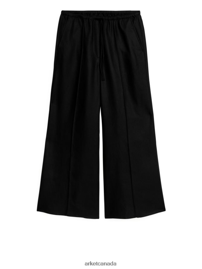 ARKET Clothing 4L826J180 Black Kick Flare Drawstring Trousers Women
