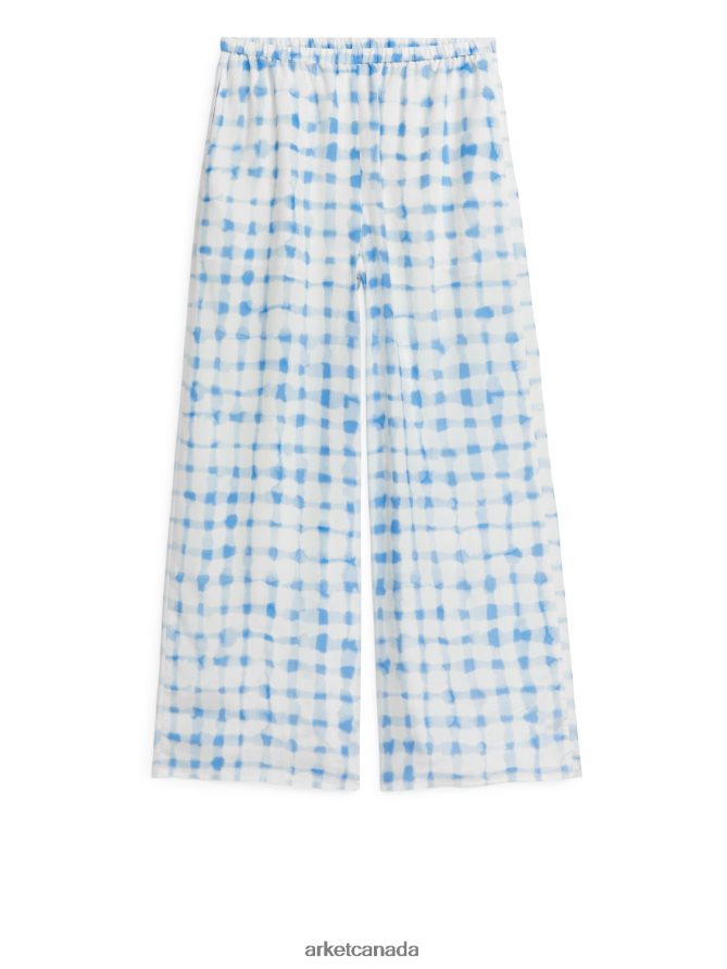 ARKET Clothing 4L826J181 White/Blue Wide Satin Trousers Women