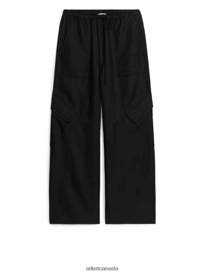 ARKET Clothing 4L826J182 Black Fluid Cargo Trousers Women