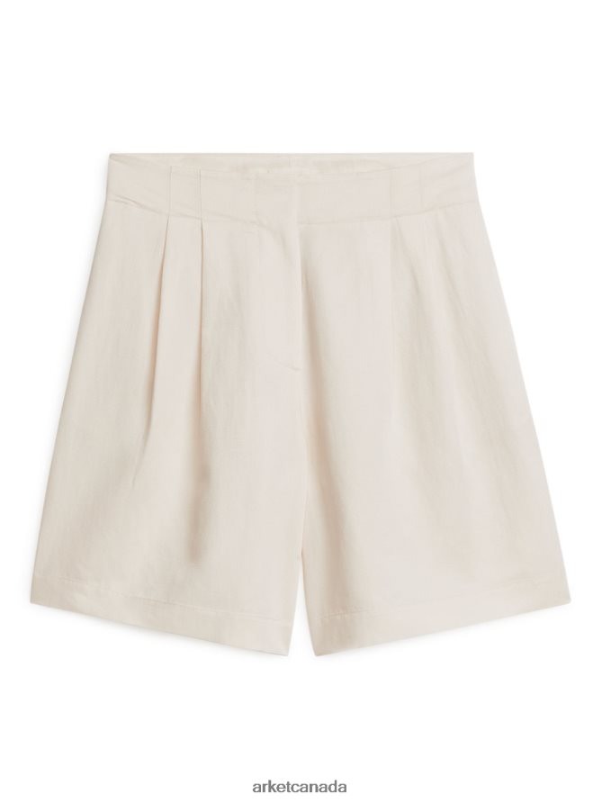 ARKET Clothing 4L826J184 Off White Oversized Linen Blend Shorts Women