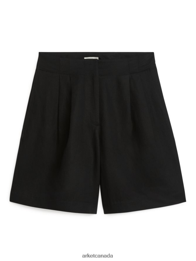 ARKET Clothing 4L826J186 Black Oversized Linen Blend Shorts Women