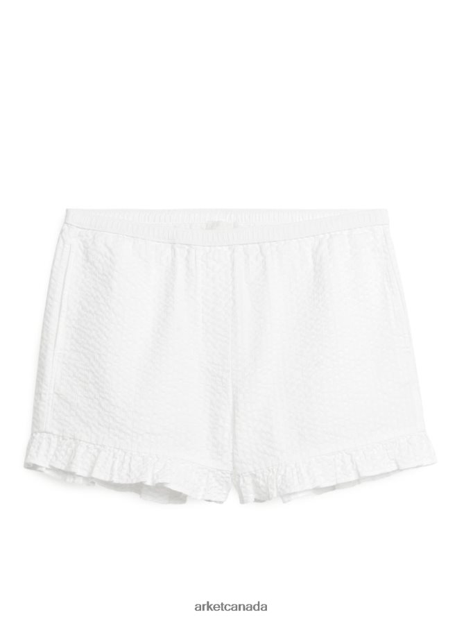 ARKET Clothing 4L826J187 White Frill Seersucker Shorts Women