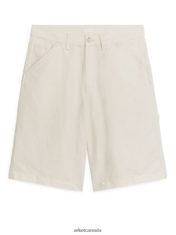 ARKET Clothing 4L826J188 Off White Linen Cotton Workwear Shorts Women