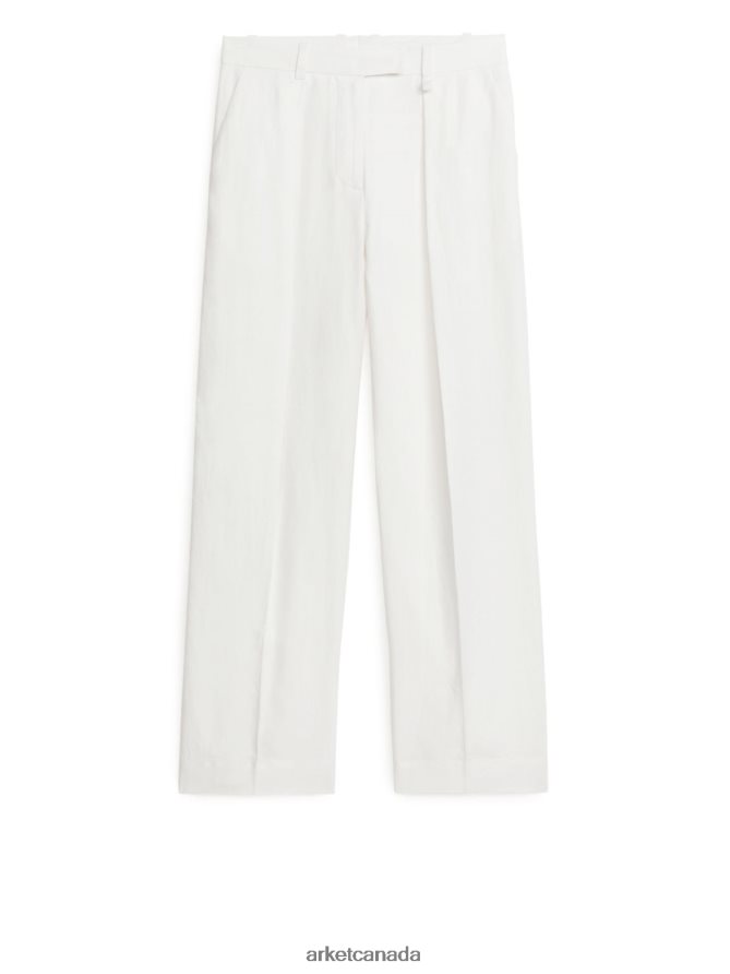 ARKET Clothing 4L826J189 White Linen Trousers Women