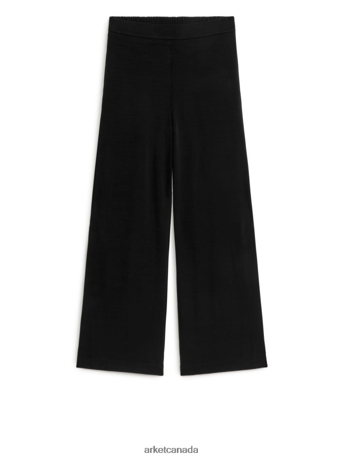 ARKET Clothing 4L826J190 Black Wide Jersey Trousers Women