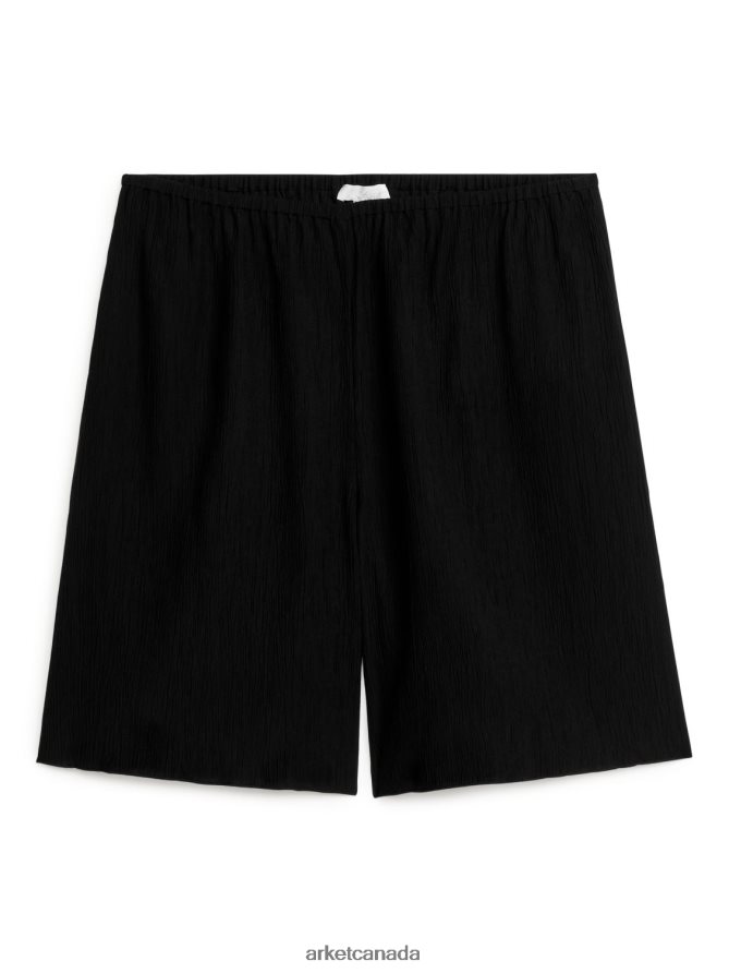 ARKET Clothing 4L826J191 Black Loose Fit Crinkled Shorts Women