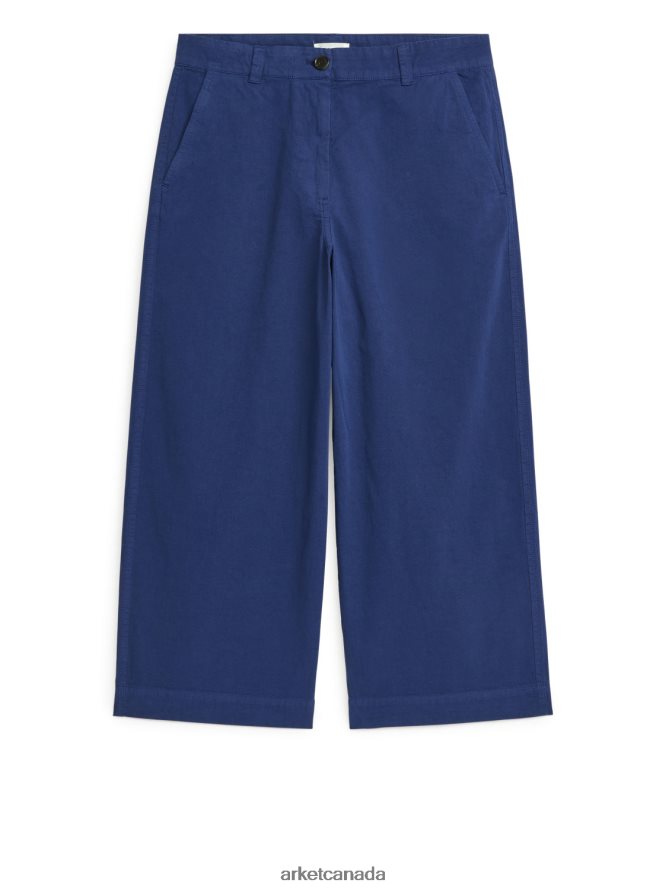 ARKET Clothing 4L826J192 Blue Cropped Cotton Linen Chinos Women