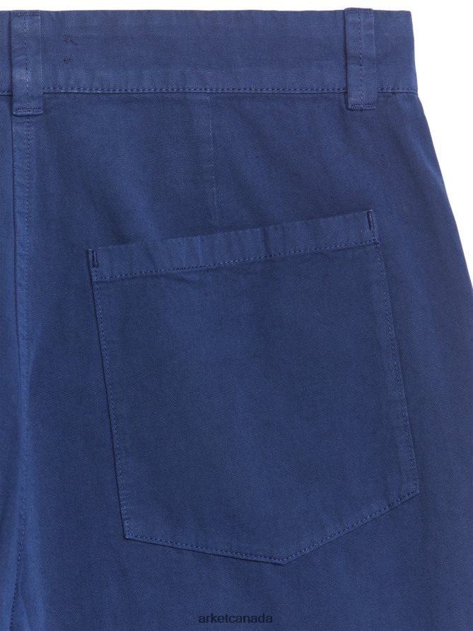 ARKET Clothing 4L826J192 Blue Cropped Cotton Linen Chinos Women