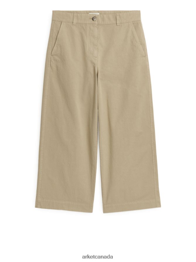 ARKET Clothing 4L826J193 Beige Cropped Cotton Linen Chinos Women