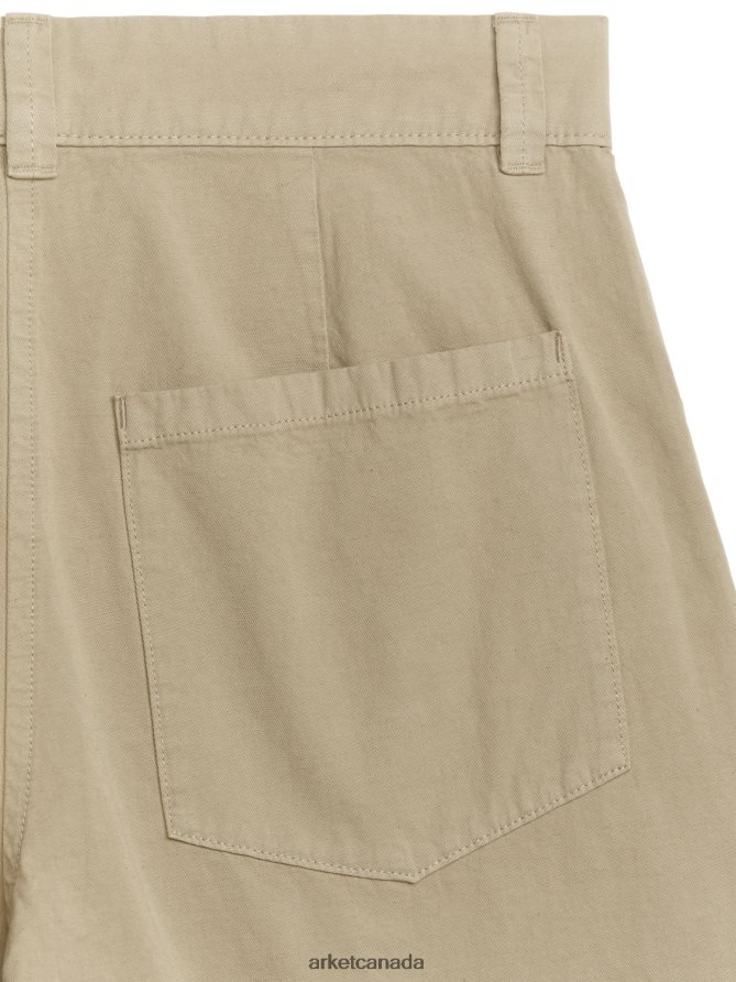 ARKET Clothing 4L826J193 Beige Cropped Cotton Linen Chinos Women