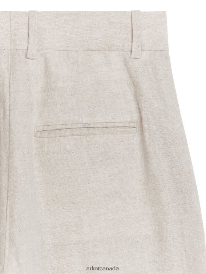 ARKET Clothing 4L826J194 Light Beige Wide Linen Trousers Women