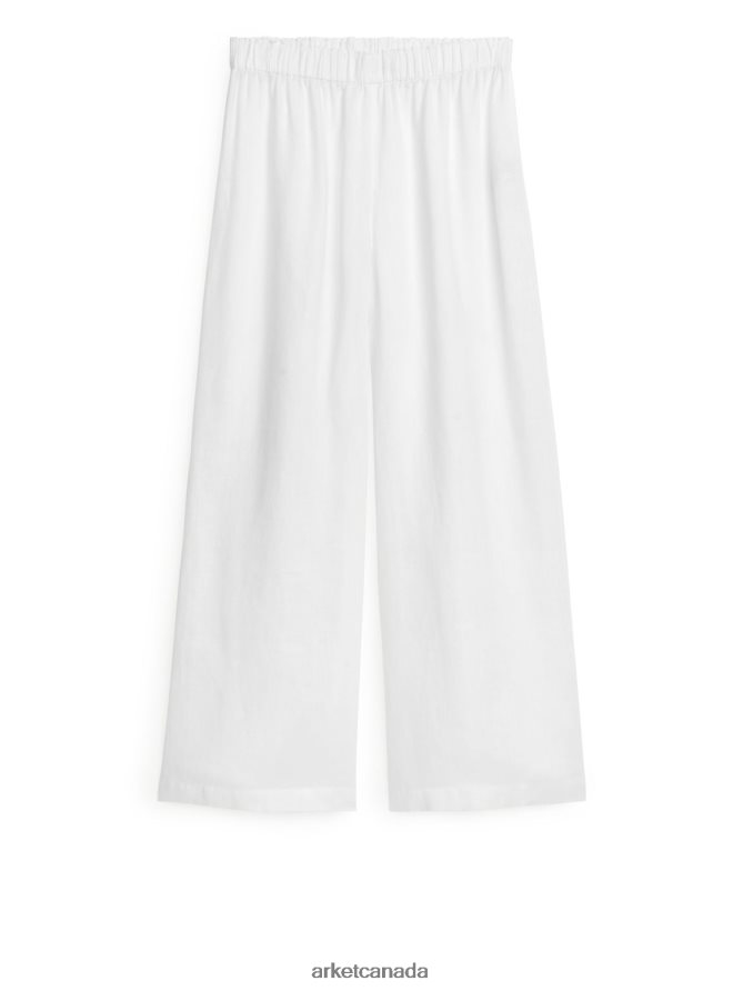 ARKET Clothing 4L826J198 White Wide Linen Trousers Women