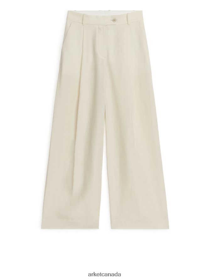 ARKET Clothing 4L826J203 Off-White Lyocell Linen Trousers Women