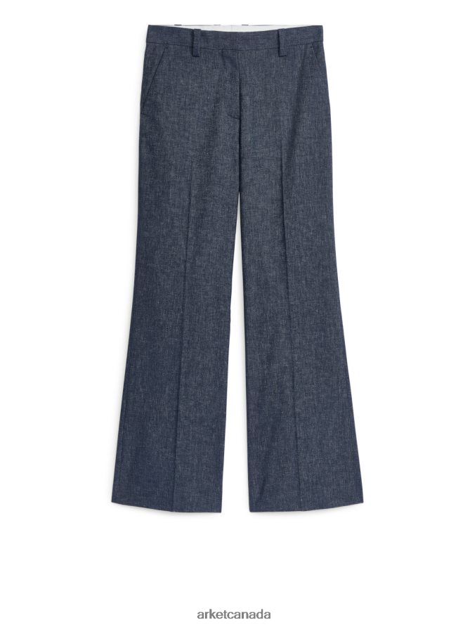 ARKET Clothing 4L826J205 Blue Flared Linen Trousers Women
