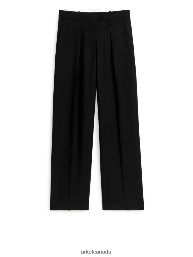 ARKET Clothing 4L826J208 Black Wool Blend Twill Trousers Women
