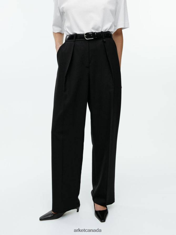 ARKET Clothing 4L826J208 Black Wool Blend Twill Trousers Women