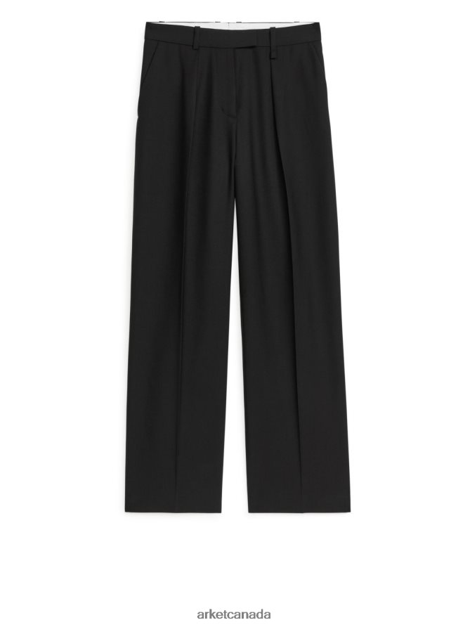 ARKET Clothing 4L826J208 Black Wool Blend Twill Trousers Women