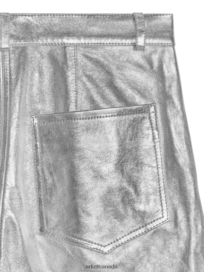 ARKET Clothing 4L826J212 Silver Silver Metallic Leather Trousers Women
