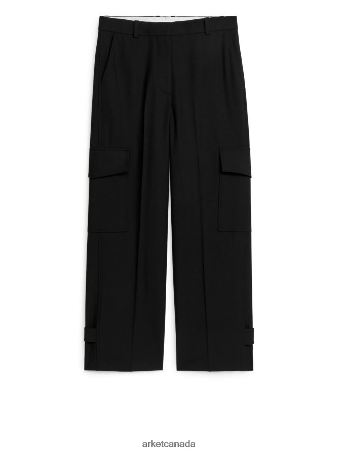 ARKET Clothing 4L826J213 Black Wool Blend Cargo Trousers Women