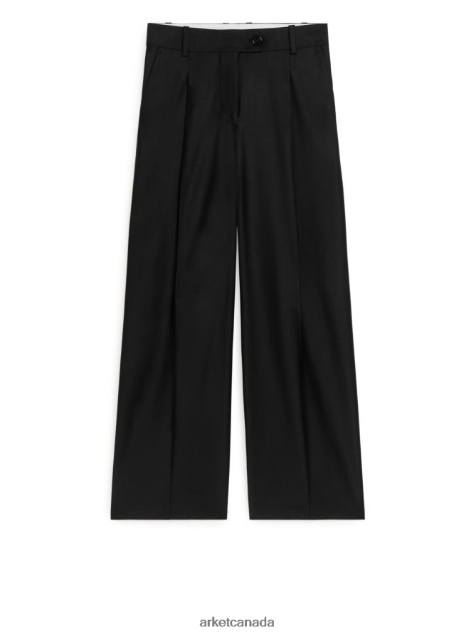 ARKET Clothing 4L826J217 Black Wide Wool Blend Trousers Women