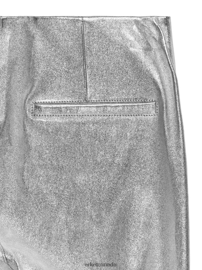 ARKET Clothing 4L826J219 Silver Cropped Stretch Leather Trousers Women