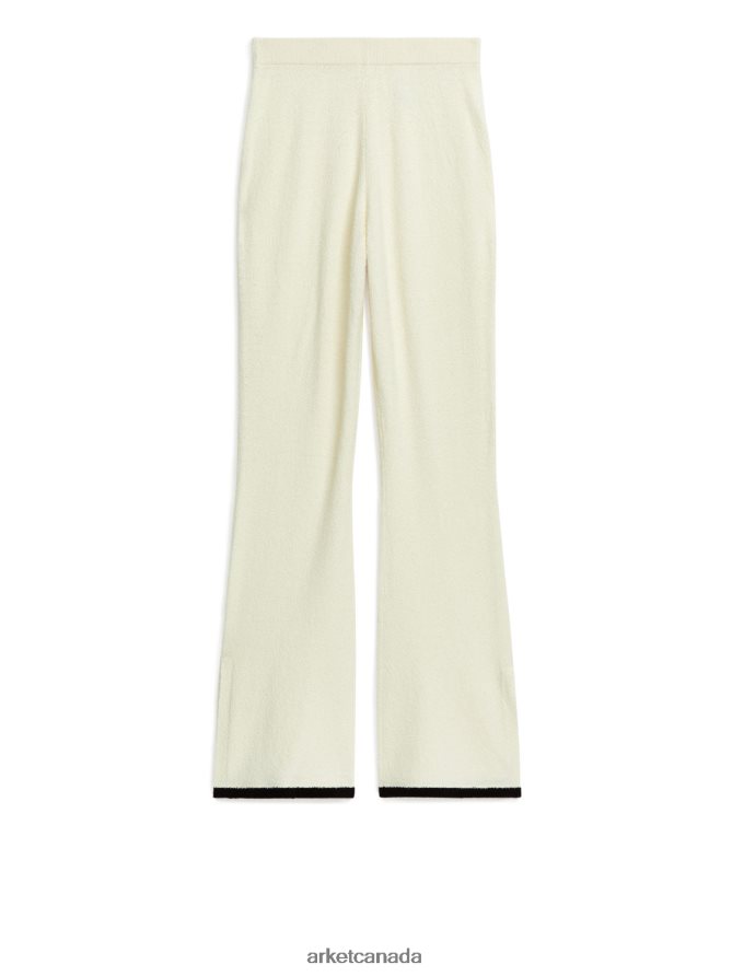 ARKET Clothing 4L826J220 Off-White/Black Flared Boucle Trousers Women