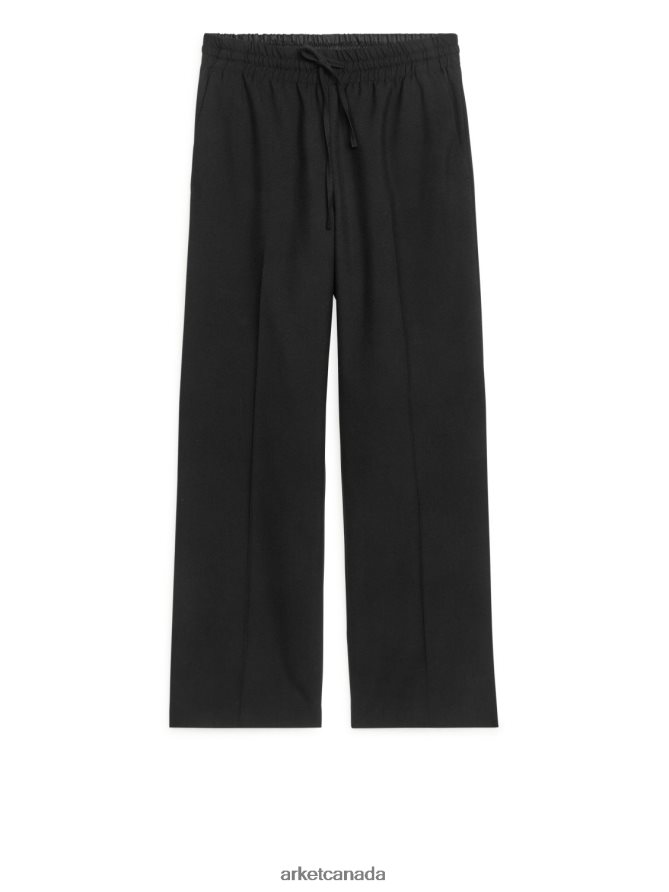 ARKET Clothing 4L826J224 Black Wool Hopsack Trousers Women