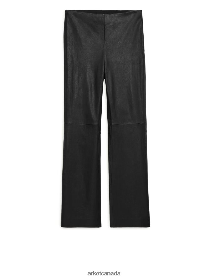 ARKET Clothing 4L826J226 Black Cropped Stretch Leather Trousers Women