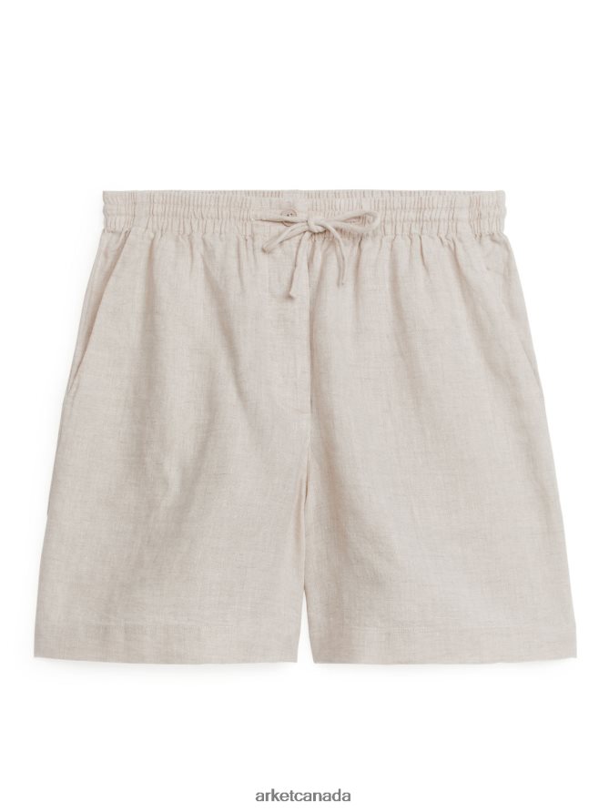 ARKET Clothing 4L826J272 Beige Linen Drawstring Shorts Women