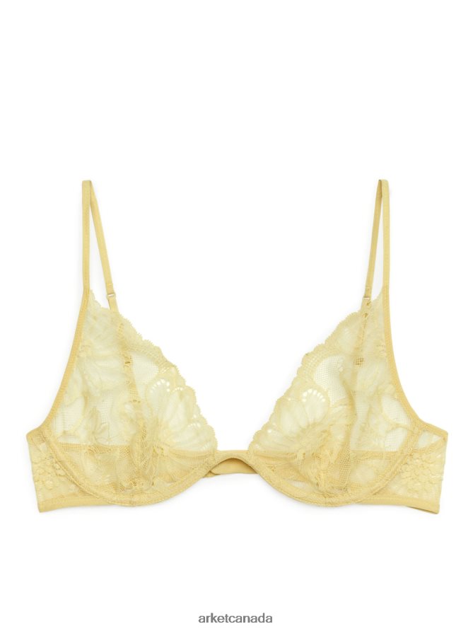 ARKET Clothing 4L826J534 Yellow Lace Wire Bra Women