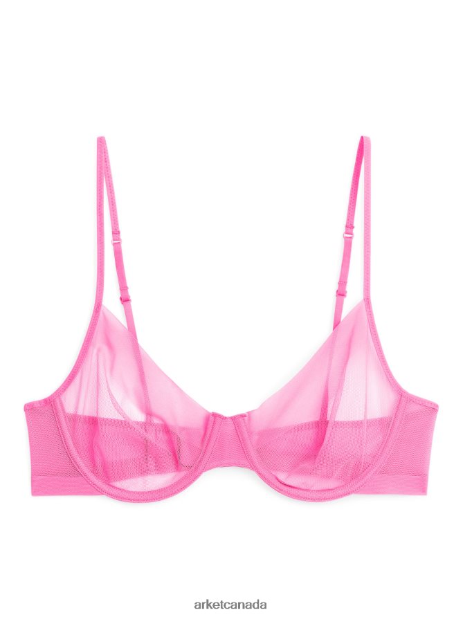 ARKET Clothing 4L826J536 Pink Mesh Wire Bra Women