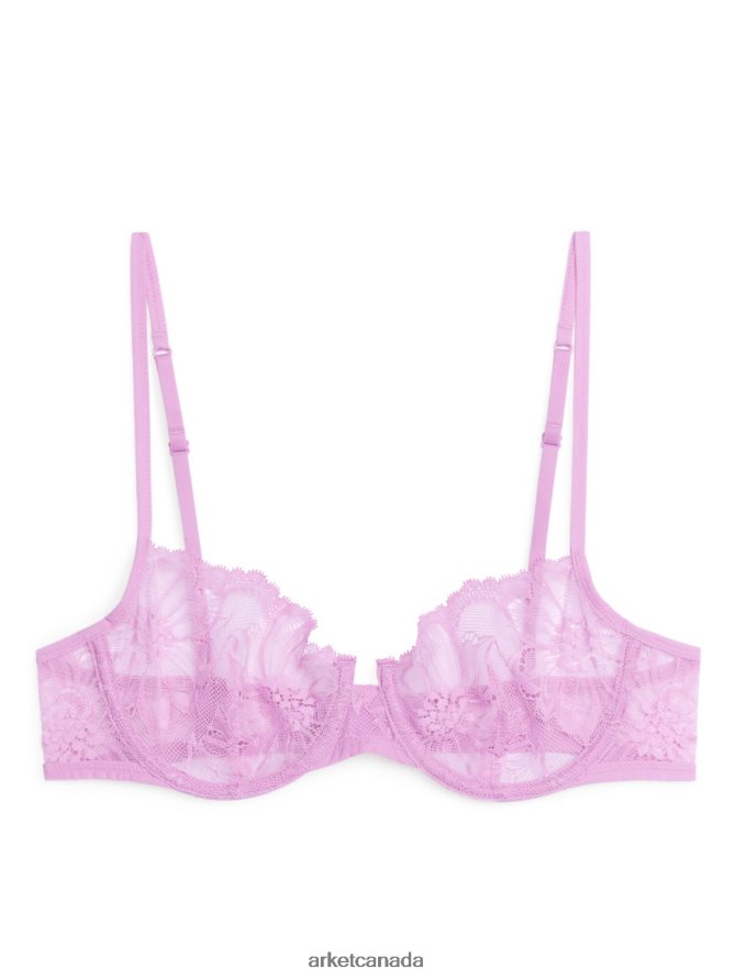 ARKET Clothing 4L826J549 Pink Lace Wire Bra Women