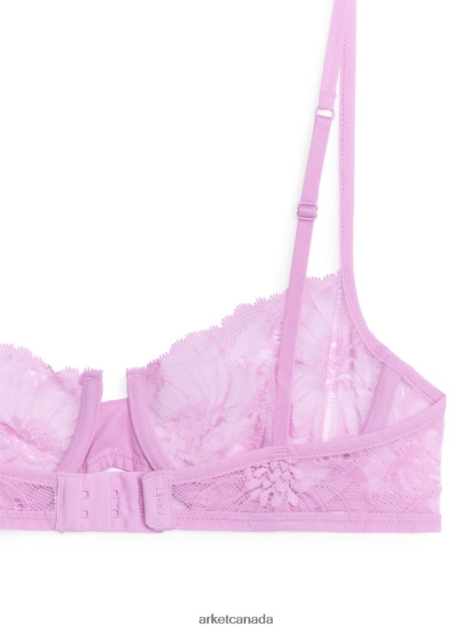 ARKET Clothing 4L826J549 Pink Lace Wire Bra Women