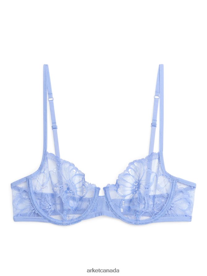 ARKET Clothing 4L826J555 Blue Lace Wire Bra Women