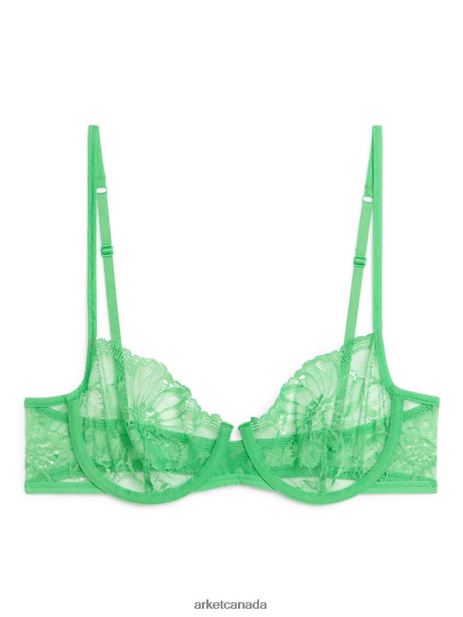 ARKET Clothing 4L826J557 Green Lace Wire Bra Women