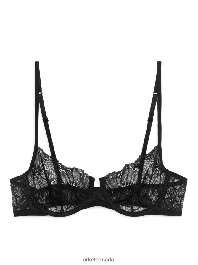 ARKET Clothing 4L826J563 Black Lace Wire Bra Women